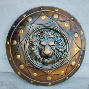 Handmade Lion Shield Wall Decor: Viking Medieval Cosplay Armor