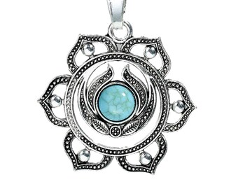 3 Chakra Pendant Charms Manipura Chakra Antique Silver Tone 2 Sided SC5296