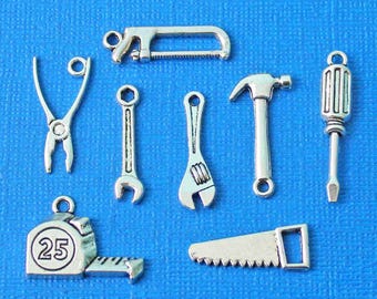 COL335 Weight Training Charm Collection Antique Silver Tone 10 Charms