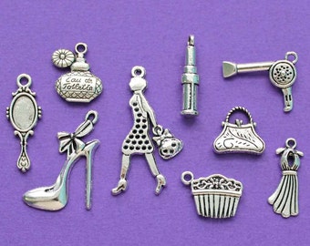 Fashion Charm Collection Antique Silver Tone 9 Different Charms - COL030