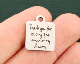 SC7039 4 Mother in Law Charms Antique Silver Tone Thank you for raising