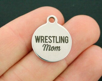 Wrestling Mom Stainless Steel Charms - Exclusive Line - Quantity Options - BFS1879