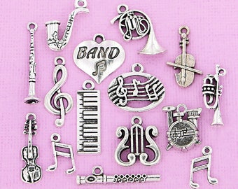 COL335 Weight Training Charm Collection Antique Silver Tone 10 Charms