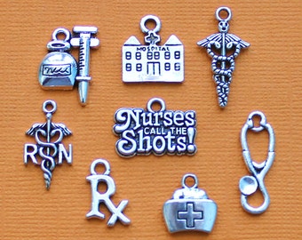 BC085 8 Sewing Charms Antique Bronze Tone Spool and Thread