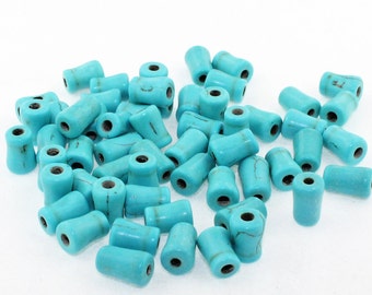 BD1395 25 Turquoise Howlite Beads Tube Shape 6mm x 10mm Gemstone Spacer Bead