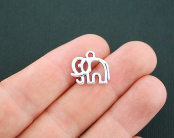 10Pcs Tibetan Silver Tone Animal Elephant Head Charms Pendants 22x25mm