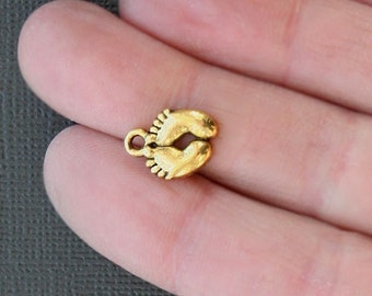 12 Baby Feet Charms Antique Silver Tone So Cute SC065