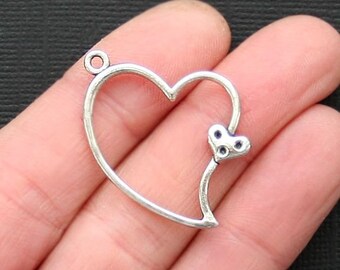 SC772 BULK 50 Hearts Charms Antique Tibetan Silver Tone Double Intertwined