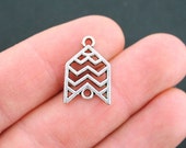 4 Chevron Connector Charms Antique Silver Tone - SC5227