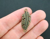 8 Feather Connector Charms Antique Bronze Tone - BC1428
