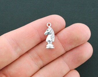8 Chess Piece Charms Antique Silver Tone 3D King Charms SC4502