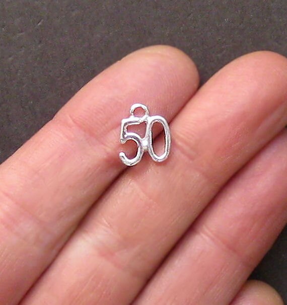 6 Number 50 Charms Silver Plated Number Fifty SC1463 Etsy