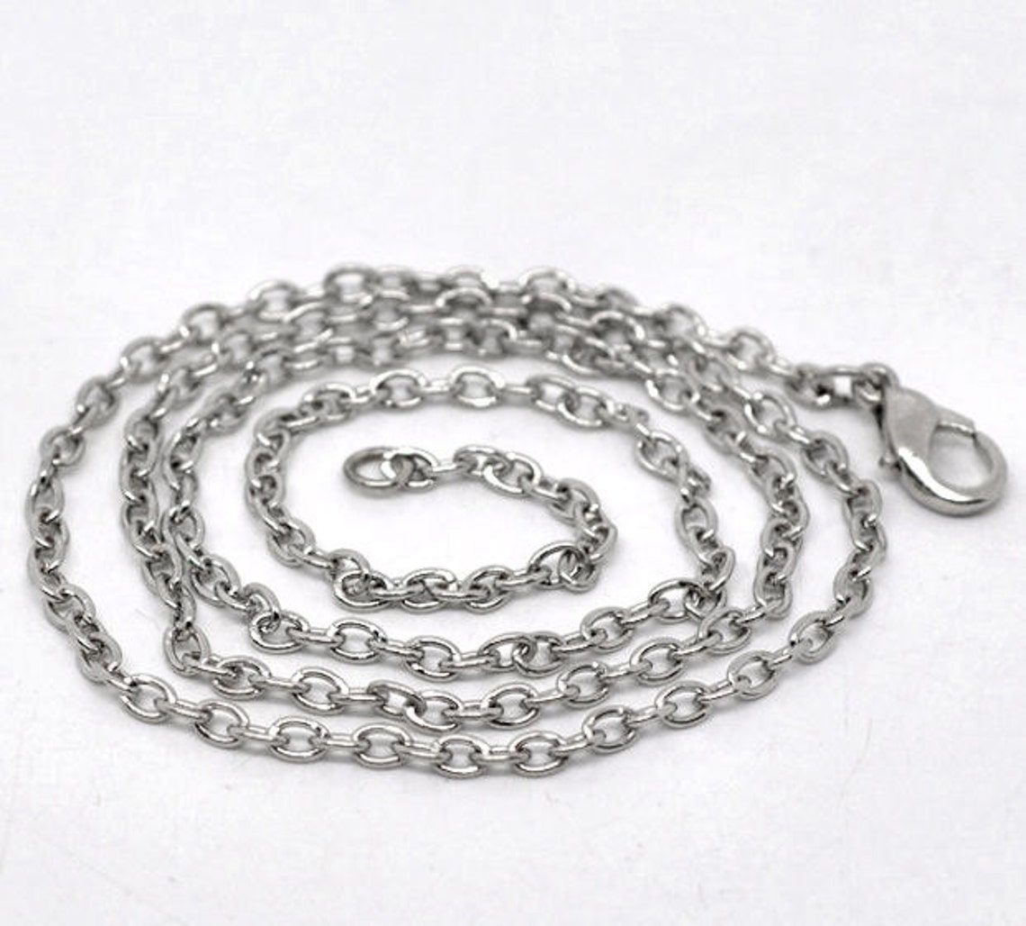 12 Silver Tone Chain Necklaces 18 with Lobster Claw Etsy