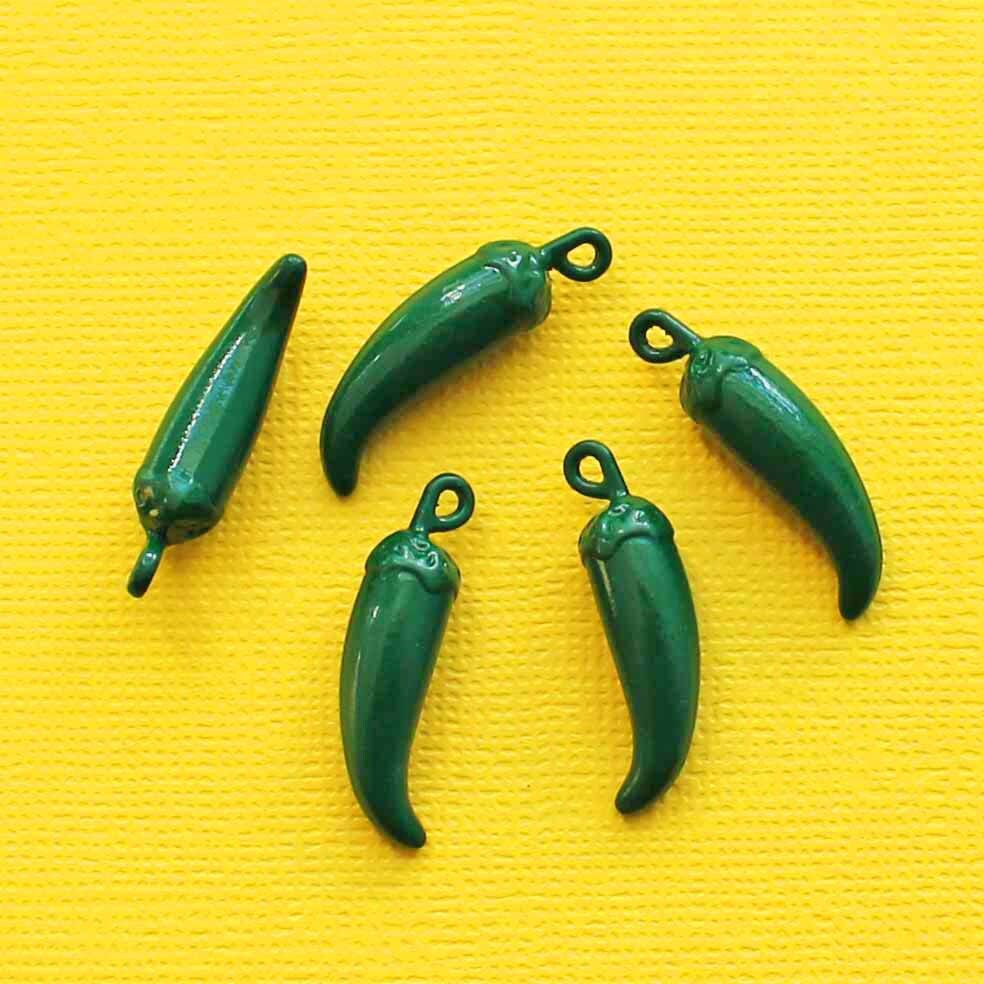 4 Chili Pepper Charms Enamel Fun and Colorful E257 Etsy