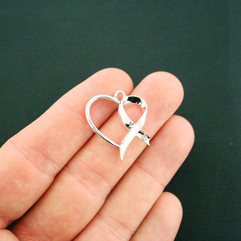 BULK 40 Heart Charms Antique Silver Tone with Classic Design SC2510