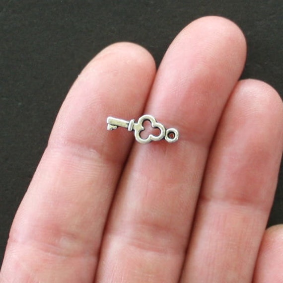 15 Tiny Key Charms Antique Silver Tone SC1544 Etsy