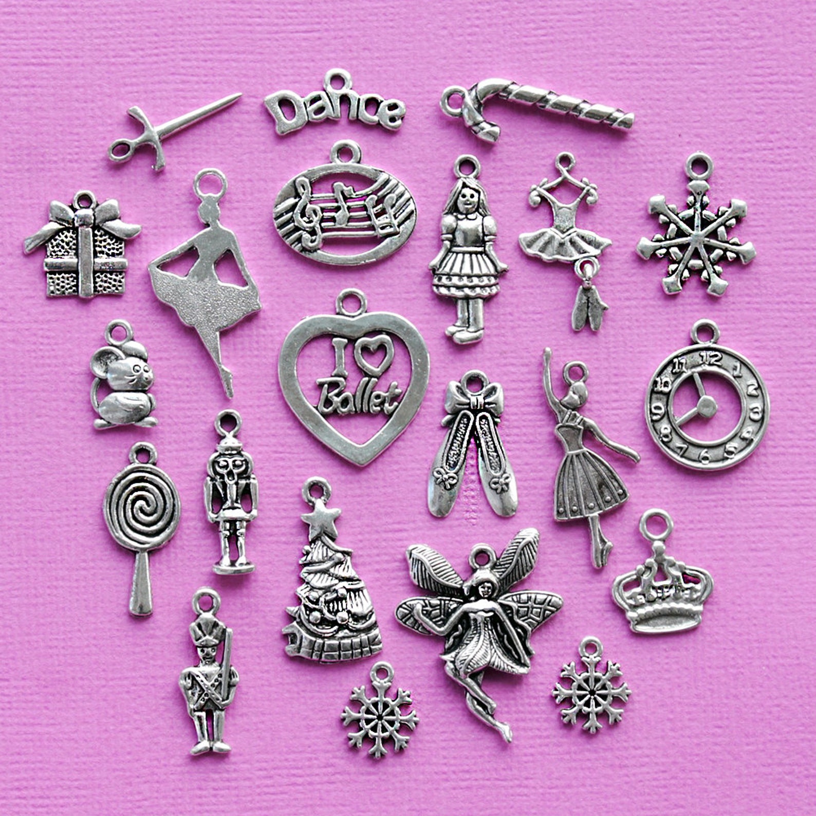 the nutcracker ballet deluxe charm collection 22 charms antique silver tone - col323