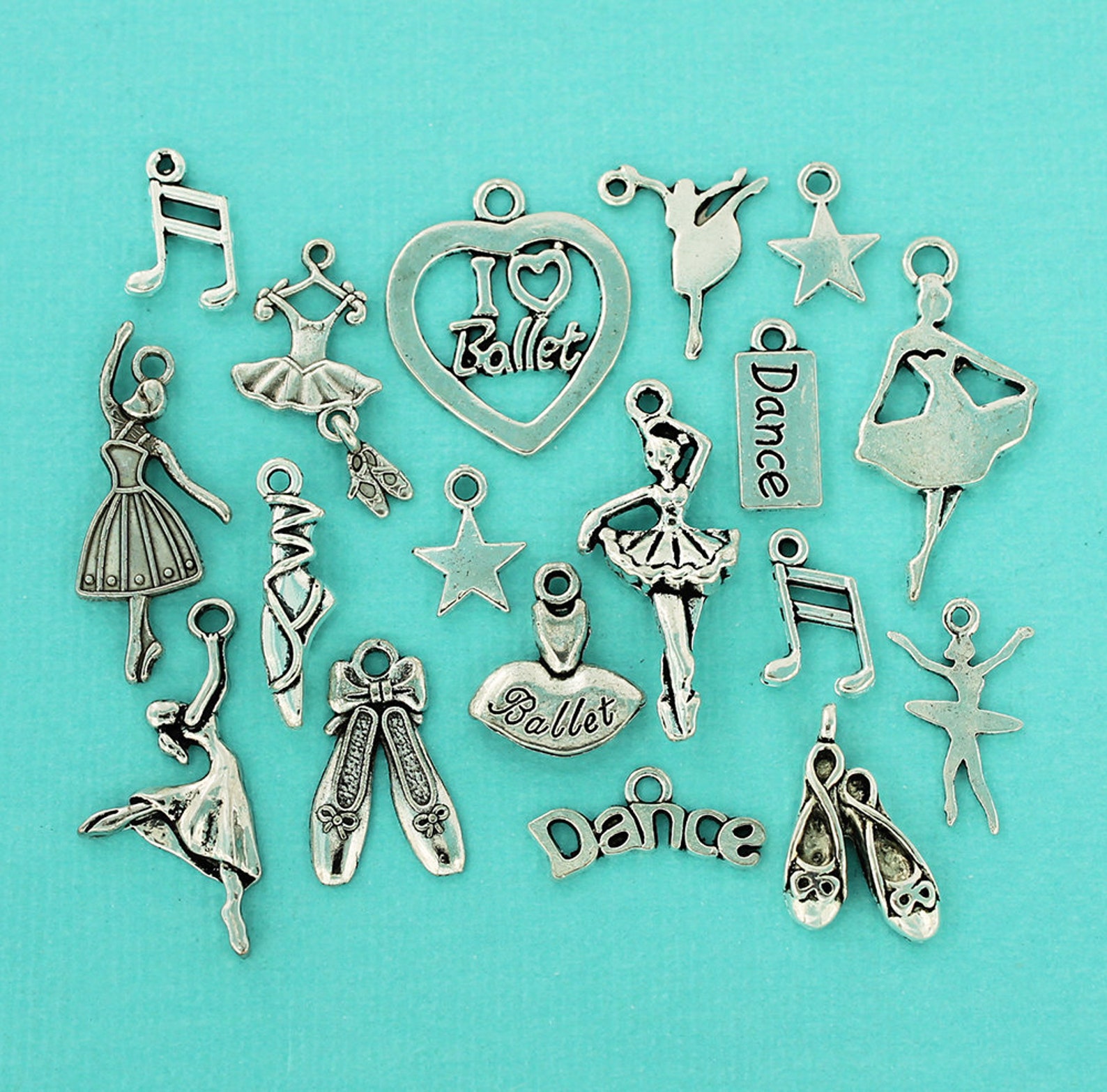 the ultimate ballet charm collection antique silver tone 18 different charms - col182