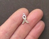 12 Awareness Ribbon Charms Antique  Silver Tone - SC1471