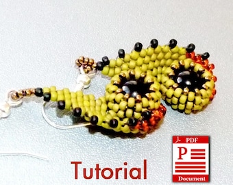 PDF Tutorial. Eyes of Owl DIY Beading tutorial. Round rocailles seed bead pattern. Original beadweaving earrings tutorial