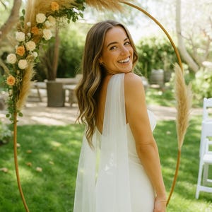 Bridal Tulle Scarf: Minimalist Wedding Neck Tie, Raw Cut Edges