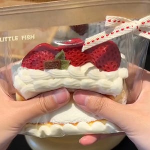 Strawberry Cream Box Cake Squishy – Soft Silicone Dessert Toy with Thick Creamy Slime Feel