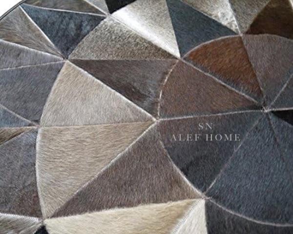 Round Hide Rugs Brown Cowhide Round Rug – Starburst Cow Skin Hairon Leather Patchwork ...