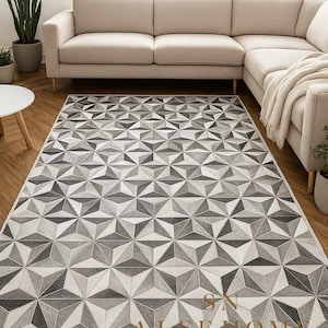 Cowhide Area Rug 8x10 – Leather Carpets, Hair-On Patchwork Rug | Modern Handmade Cowhide Rug for Living Room, Bedroom & Home Decor