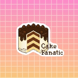 Pixel Art Cake Fanatic Food Holographic Sticker