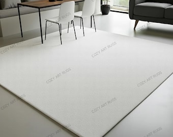 Hand-Tufted White Wool Rug: Solid Neutral Area Rug