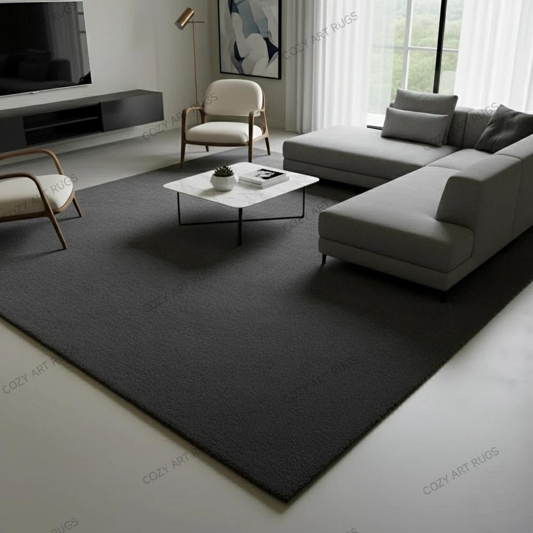 Hand-tufted Modern Dark Grey Wool Rug: Minimalist Area Rug - Etsy