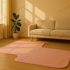 Pink solid colour Irregular shape handmade modern tufted area rug - stylish home decor rug multiple sizes available.