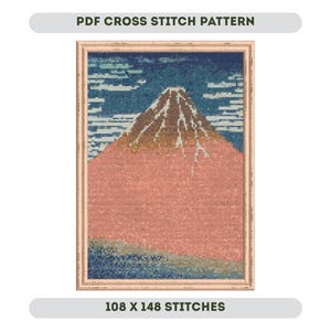 Vintage Japanese Cross Stitch Pattern - Japanese art, Katsushika Hokusai, home wall decor, vintage asian art, DIY, PDF Download
