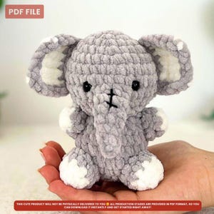 Elephant Amigurumi Crochet Pattern | Two-Tone Plush Toy | Detailed PDF Digital Download | Soft Stuffed Elephant Toy Pattern