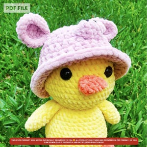 Duck Amigurumi Crochet Pattern with 3 Cute Animal Hat Designs | Giraffe, Frog & Piglet | PDF Digital Download
