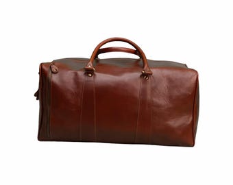 Sacs polochons de voyage en cuir pour hommes et femmes en cuir pleine fleur Sacs de nuit en cuir pour le week-end, sport, gymnase, 20 pouces, cadeau garçons d'honneur