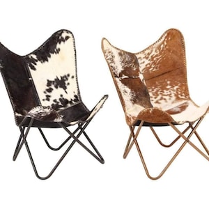 Leather Butterfly Chair with Original Hide Indian Bkf Cowhide Relaxing Chair