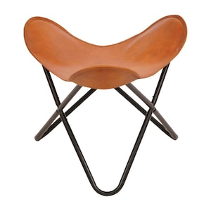 Handmade Leather Folding Stool: Iron X-Frame, Portable Seating