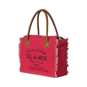 Upcycled Canvas Tote Bag: Sel De Mer Shoulder Handbag