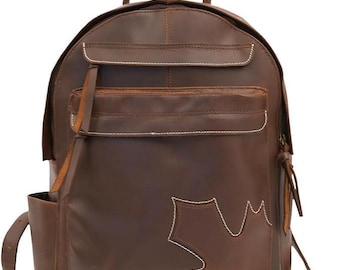 Brown Leather Backpack, Vintage Leather Backpack, Rucksack, Personalized Leather Backpack, Grained Leather Travel Backpack, 16 Inch