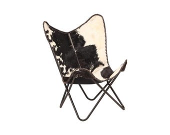 Leather Butterfly Chair with Original Hide Indian Bkf Cowhide Relaxing Chair Leather Butterfly Chair, Relaxing Chair, Vintage Folding Chair