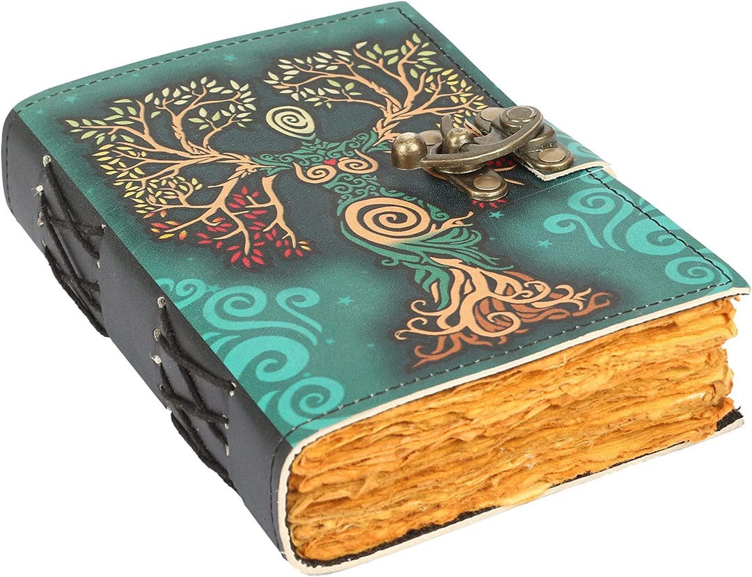 Embossed Leather Book of Shadows, Vintage Journal With Lock - Etsy