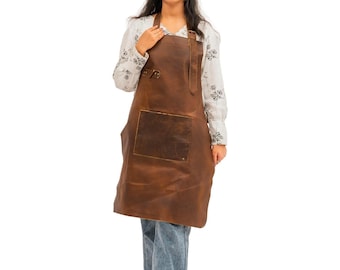 Leather Apron, Woodworking Apron, Welding Apron, BBQ Apron, Grilling Apron, Heavy Duty Apron Genuine Leather