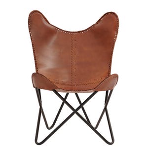 Handmade Tan Brown Leather Butterfly Chair: Living Room Lounge