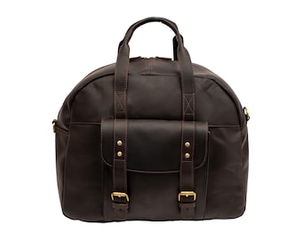 Handmade Genuine Leather Duffel Bag for Men & Women | Groomsmen Gift Handmade Brown Leather Duffle Bag Weekender Travel Luggage  16 Inches