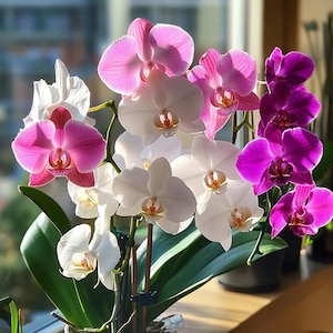 Mixed Color Phalaenopsis Orchid – Easy-Care Elegant Orchid for Indoor Living Spaces – Long Blooming Gift Plant