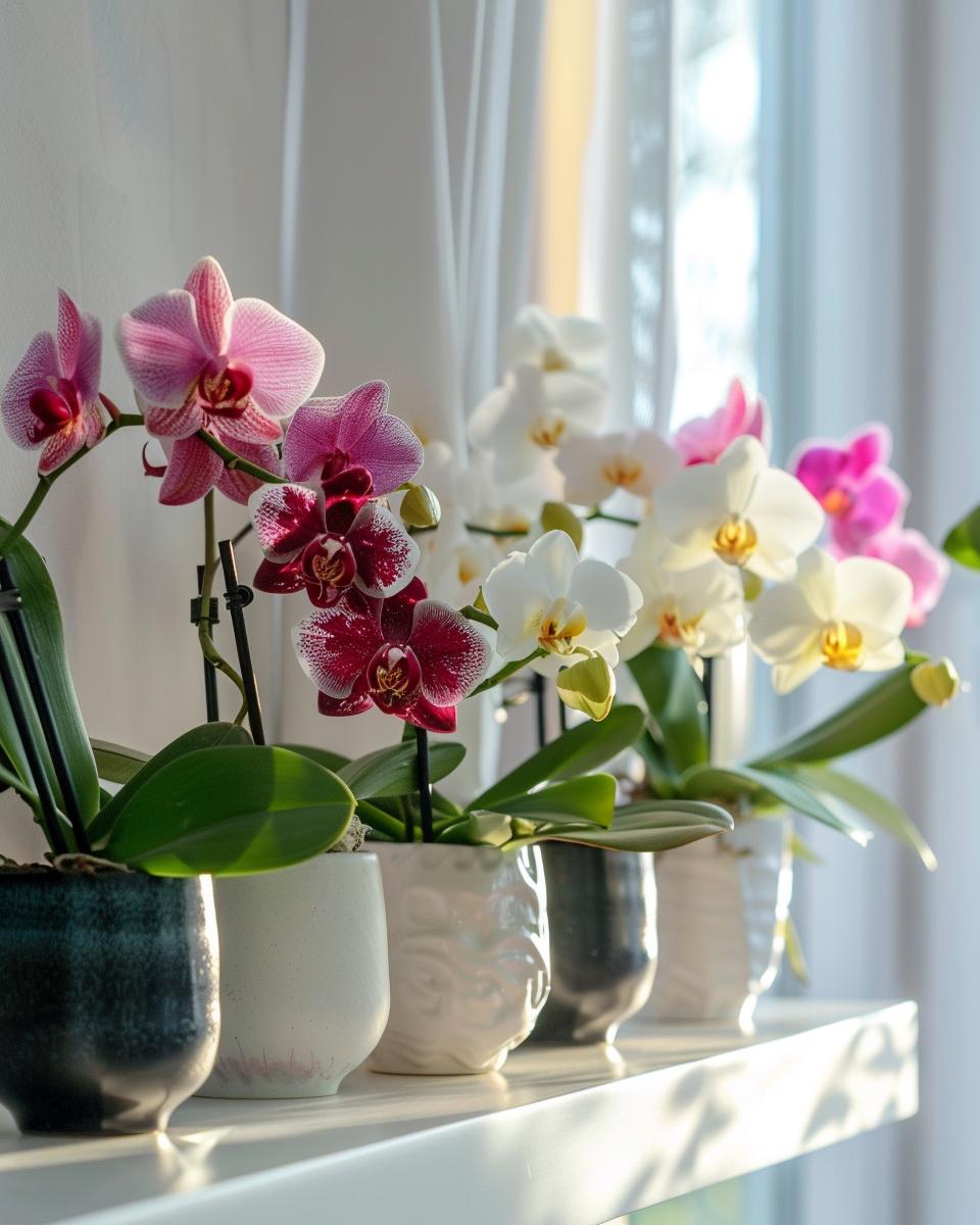 Real Live Phalaenopsis Orchid Plants Mixed Colours In 9 Cm Pot 40 Cm