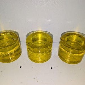 vintage yellow glass candle holders, designed for tealight candles.