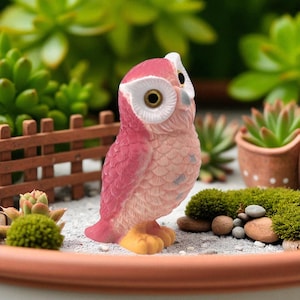Resin Mini Owl Figurines: Fairy Garden Decor, Terrarium Animals