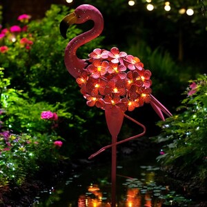 HOMEIMPRO 1 Pcs Flamingo Garden Lights,1 Pcs Flower Solar Stakes Lights For Lawn, Paito, Garen, Yard,Great Gift